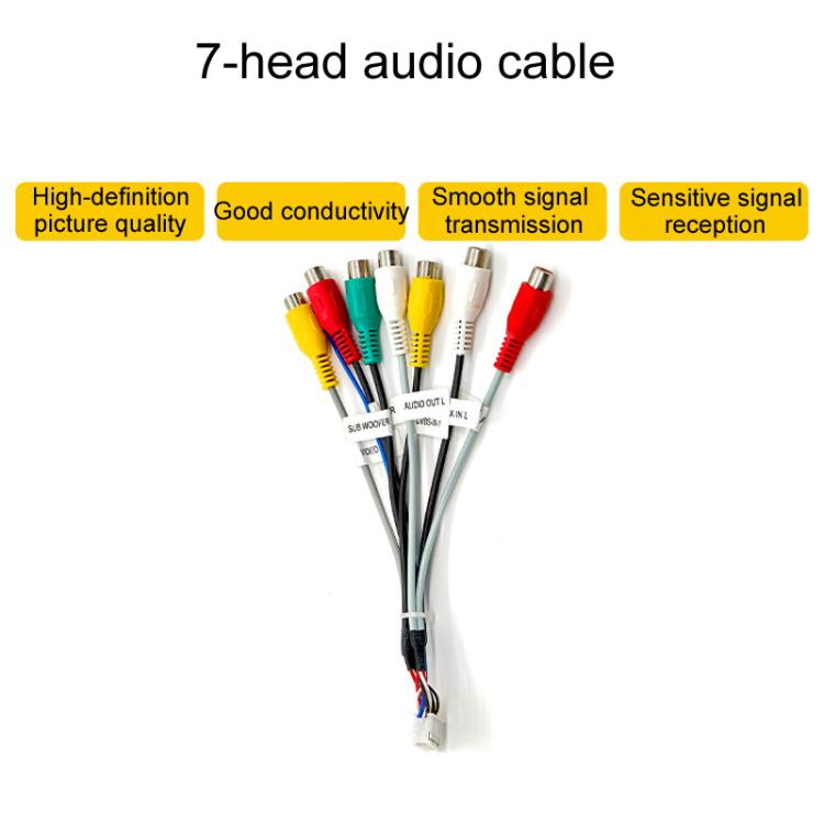 Palminfo Android Navigation Cable 7-Heads Audio Cable 16 Pin Power Cord GPS Antenna 4 Pin 6 Pin USB Cable Rear View Line, 6pcs / Set