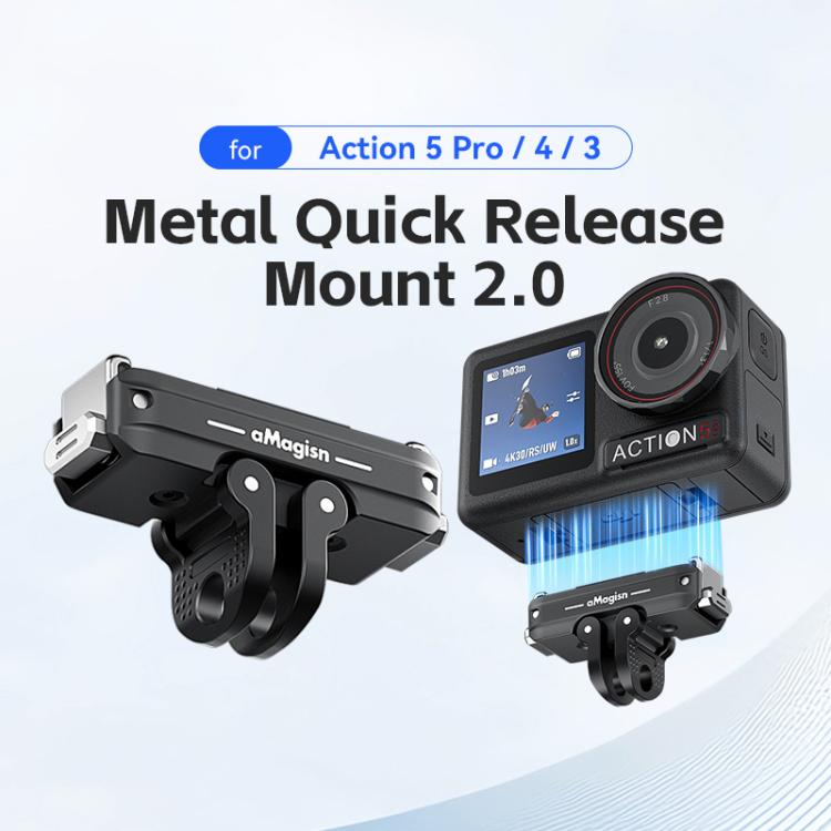 For DJI Action 5 Pro / 4 /  3 aMagisn Metal Magnetic Quick Release Mount Dual Interface Adapter