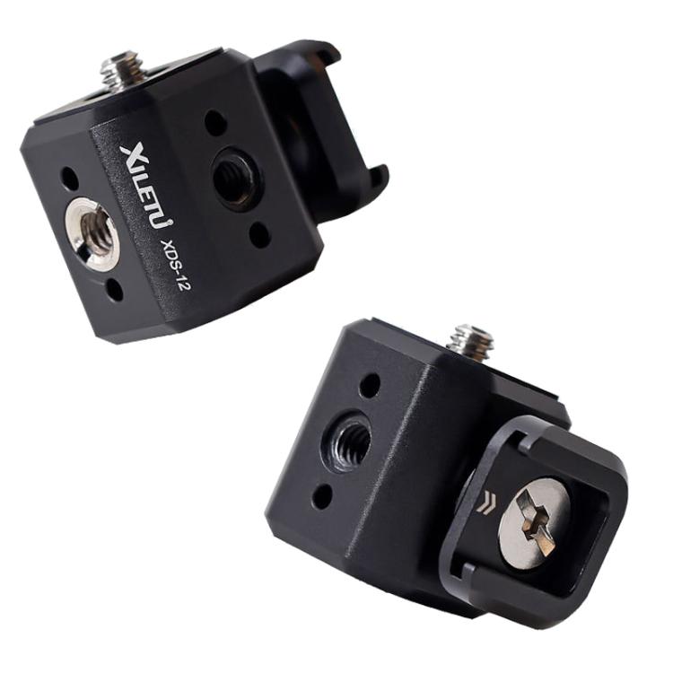 XILETU Tripod Screw Hole Adapter with Cold Shoe 3/8 inch 1/4 inch Thread Holes ARRI Positioning Hole, XDS-12