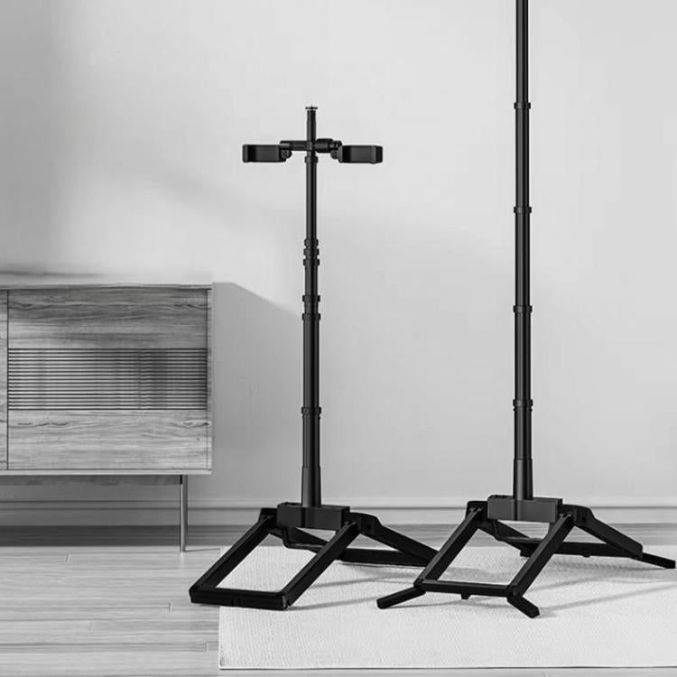 Adjustable 55-Inch Quadpod Live Streaming Phone Stand Foldable Tripod With Dual Phone Clip & 1/4 Inch Screw, YY-2