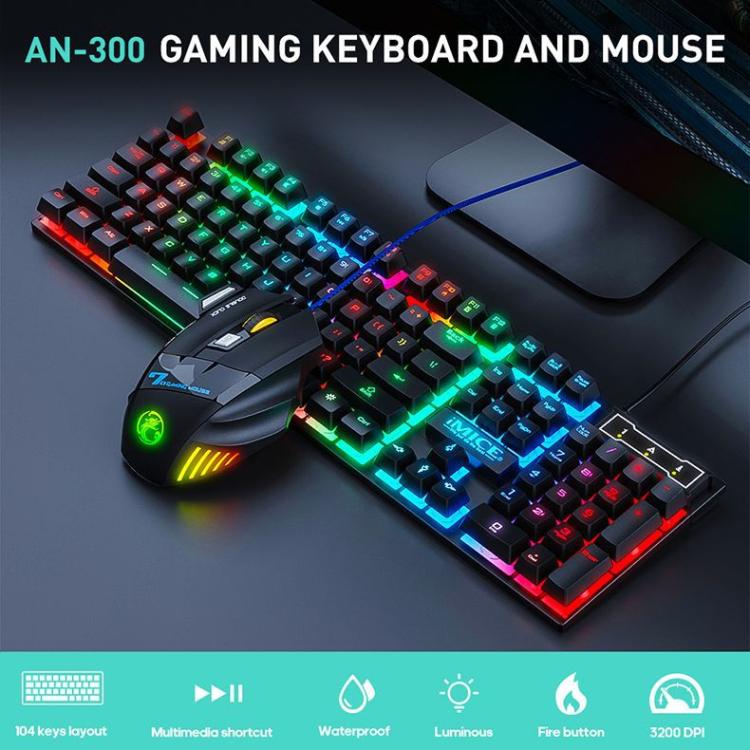 Floating Keycaps Rainbow Backlight Wired Keyboard Mouse Set