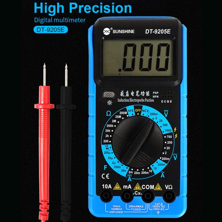 High-Precision Digital Multimeter For Measuring Current Voltage Portable Repair Electrician Meter With Burn Protection, DT-9205E