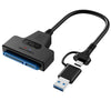 USB 3.0/USB-C to SATA 22-Pin Adapter Cable for 2.5-inch Laptop HDD/SSD, 25cm