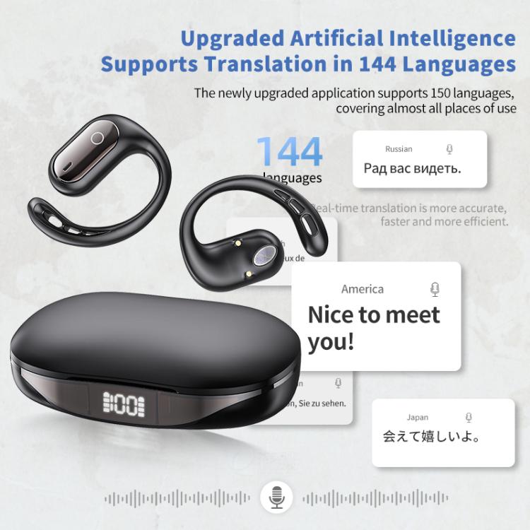 144 Languages AI Smart Translation Bluetooth Earphones With Digital Display Charging Case