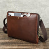 CONTACTS FAMILY 14.2 Inch Crazy Horse Leather Messenger Bag Vintage Crossbody Laptop Briefcase, For Macbook Pro 14.2 Inch