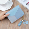 Short Leather Women Zipper Purse Panelled Wallets Trendy Coin Purse, Leather Blue, Leather Black, Leather Pink