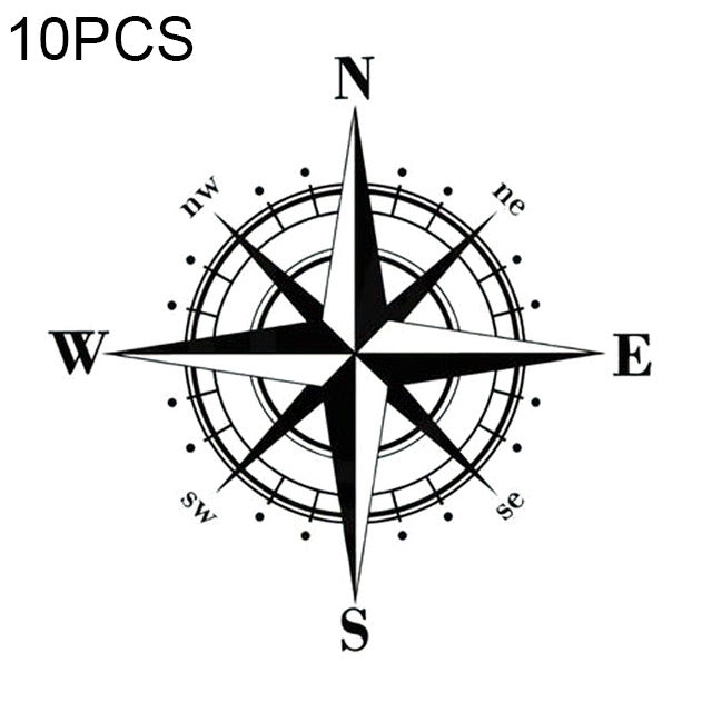 10pcs Art Design Vinyl NSWE Compass Car Stickers Decals Black/Silver