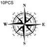 10pcs Art Design Vinyl NSWE Compass Car Stickers Decals Black/Silver
