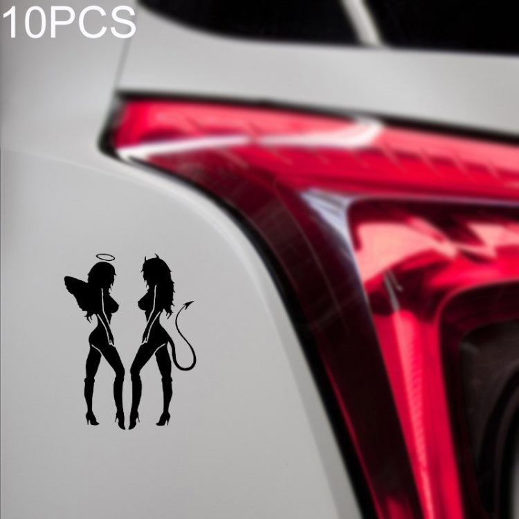 10 PCS QYPF ANGEL DEVIL Sexy Girl Car Sticker Car Styling Decal