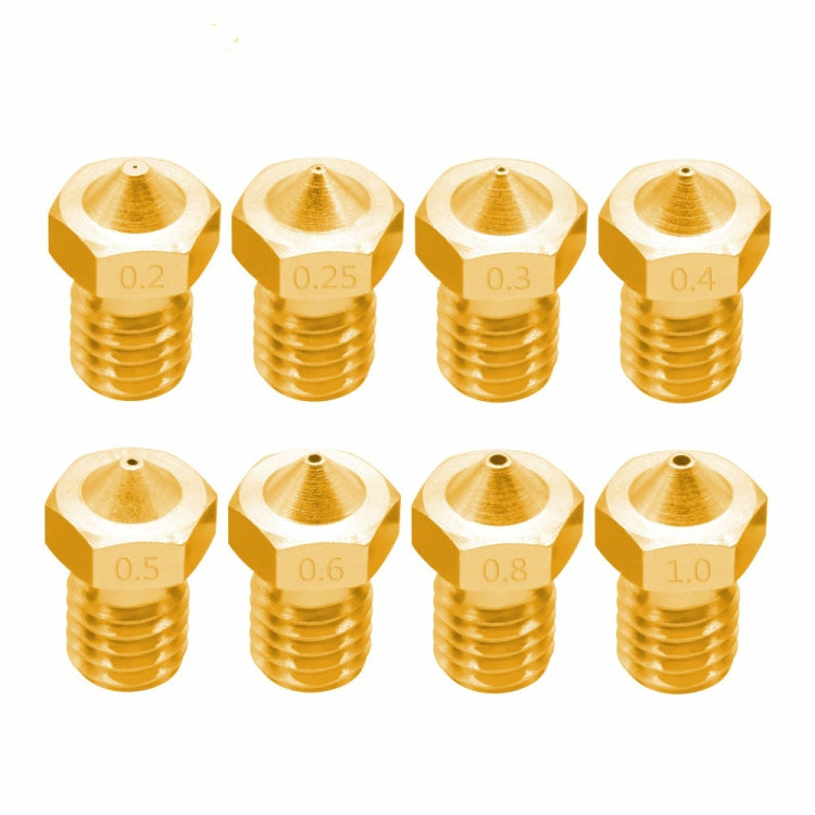 8 PCS Bugatti 3D Printer Accessories E3D-V5 V6 Nozzle M6 Thread Consumables Hot Nozzle, 1.75/0.2mm, 1.75/0.25mm, 1.75/0.3mm, 1.75/0.35mm, 1.75/0.4mm, 1.75/0.5mm, 1.75/0.6mm, 1.75/0.8mm, 1.75/1.0mm, 3/0.2mm, 3/0.3mm, 3/0.4mm, 3/0.5mm, 3/0.6mm, 3/0.8mm��...