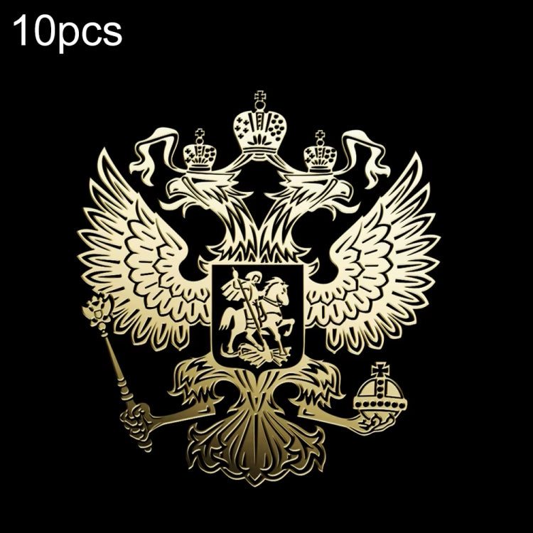 10 PCS PITREW Coat of Arms of Russia Emblem Nickel Metal Car Stickers