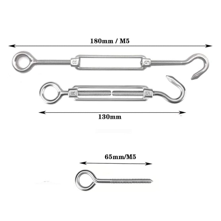 Flower Basket Screws 304 Stainless Steel Wire Rope Hook Tensioner, M4, M5, M6, M8, M10, M12, M14, M16