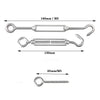 Flower Basket Screws 304 Stainless Steel Wire Rope Hook Tensioner, M4, M5, M6, M8, M10, M12, M14, M16