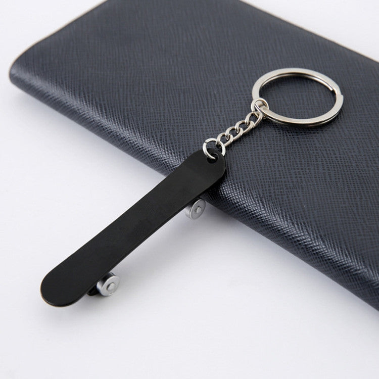 Scooter Beer Bottle Opener with Keychain Pendant Multifunctional Small Toy, Black, Blue Rope + Blue Skateboard