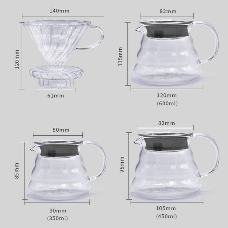 Heat-resistant Hand-made Coffee Glass Pot Cloud Coffee Sharing Pot, 450ml Glass Pot, 600ml Glass Pot, 600ml Integrated Glass Filter Cup
