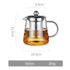 Large Capacity Heat Resistant Glass Teapot Tea Set With Stainless Steel Filter For Kung Fu Tea, 450ML, 550ML, 750ML, 950ML
