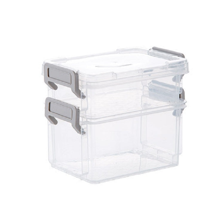 Desktop Transparent Covered Storage Box Sundries Organizing Storage Box, Two Layers