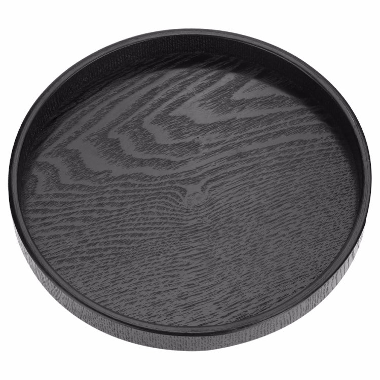 Creative Round Solid Wood Tea Tray Hotel Wooden Tay Storage Tray, Diameter: 33cm, Black, Diameter: 33cm