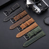 Crazy Horse Layer Frosted Black Buckle Watch Leather Watch Band, Size: 26mm