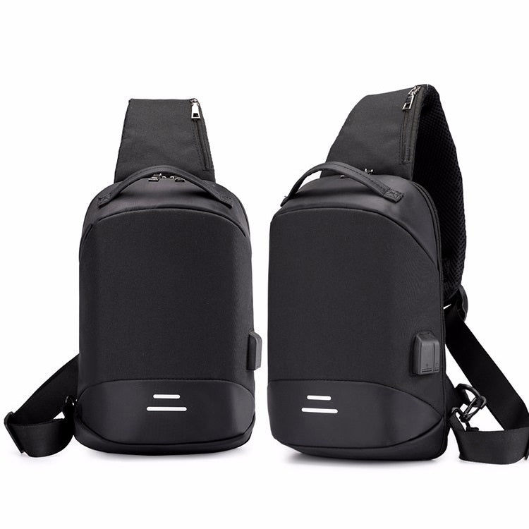 Multi-Function Oxford Portable Casual Single Shoulder Bag with Earphone Line Hole & USB Charging